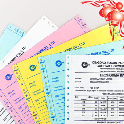 China Factory 7 Ply NCR Papier CB CFB CF 55/50/55gsm 61*86/70*100cm Schwarz/Blau Bild Kohlenstofffreies Papier